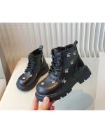 Botas de cuero bordadas para niños y niñas, botines de princesa versátiles, diseño a la moda, otoño - details 11
