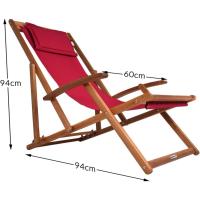 Plegable Madera de Acacia Carga 160KG Silla Jardín Playa Transpirable Ajustable Rojo - details 2