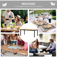 Mesa de Comedor Exterior de Aluminio Tamaño para 8 Personas con Encimera de Listones para Balcón Terraca 190x90x74 cm Negro - details 14