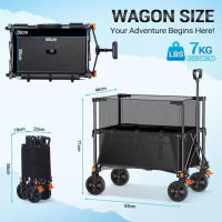 Carrito de Playa de 200L Carrito Plegable para Jardín con Mango Ajustable y Portavasos - details 4