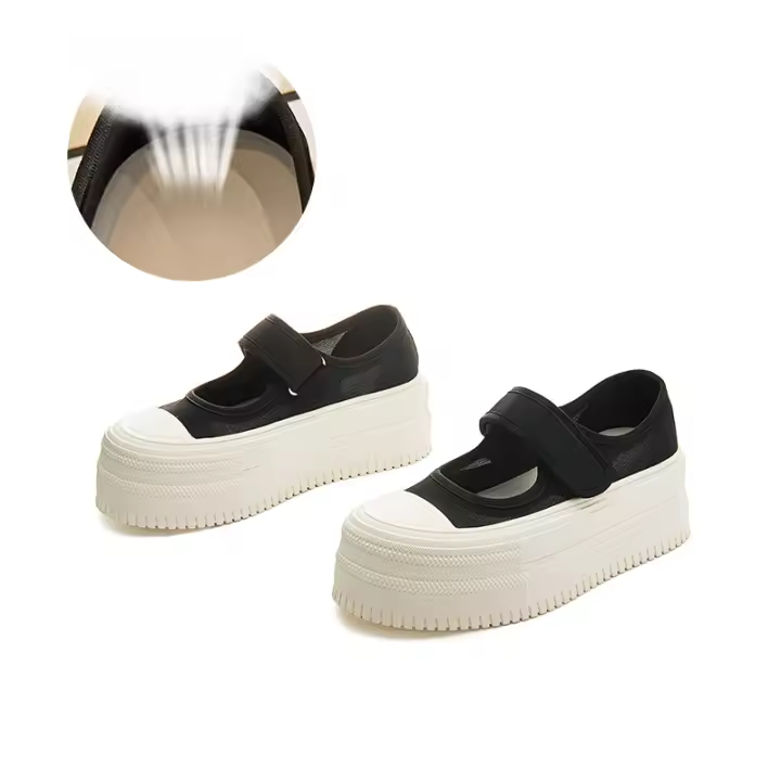Nuevos zapatos blancos transpirables de suela gruesa que aumentan los zapatos de muffin zapatos casuales de moda zapatos versátiles de las mujeres - 1