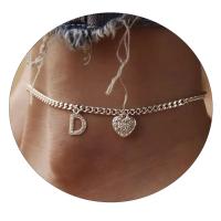 Pulsera de Tobillo de Acero Inoxidable con Letra de Cristal Color Plata - details 4