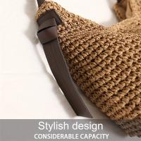 Bolso de hombro tejido de paja de gran capacidad para mujer - Material de papel duradero con cierre magnético, forro de poliéster y asas resistentes para playa, viajes, compras - Blanco - details 5
