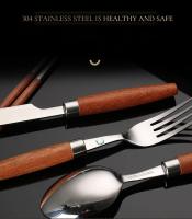 Cuchillo de Carne de Acero Inoxidable Tenedor, Cuchara, Palillos, Mango de Madera Bueno, Vajilla de Regalo, Platos de Cocina, Juegos Completos - details 4