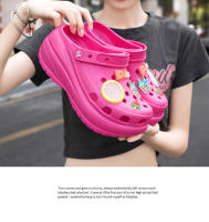 Zapatos perforados de suela gruesa para mujer, zapatos de jardín huecos transpirables, sandalias luminosas DIY para vadear el agua de verano - details 13