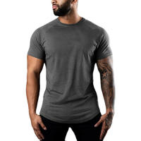 Camiseta de manga media con cuello trasero para hombre, camiseta informal de Hip Hop con letras impresas, ejercicio muscular, Fitness, Verano - details 5