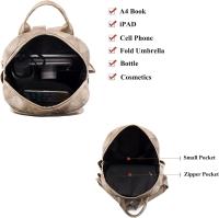 Mochila pequeña antirrobo de cuero PU suave, mochila informal minimalista geométrica, mochila de día para viaje y trabajo - details 0
