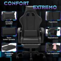 Silla de Juegos Ergónómica Silla de Oficina con Masajeador Carga de 150kg Ajustable Altura - details 4