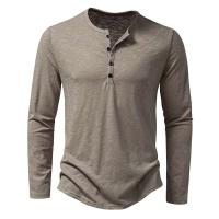 Camiseta 2025, polo Henry de algodón de bambú, camiseta de manga larga a la moda para hombre - details 10