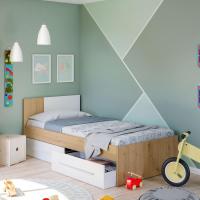 Cama Individual con 2 Cajones Diseño Noa Acabado en Blanco Artik y Roble Nodi - details 7