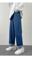 Pantalones vaqueros negros de pierna ancha para hombre, pantalones sueltos de pierna recta, marca de moda, pantalones largos de nueve puntos - details 2