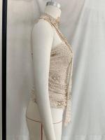 OUWU Conjunto de falda superior de tubo de punto de retazos para mujer, sin mangas, sin espalda, faldas plisadas en forma de U, tres, nuevo conjunto de vacaciones en la calle - details 2