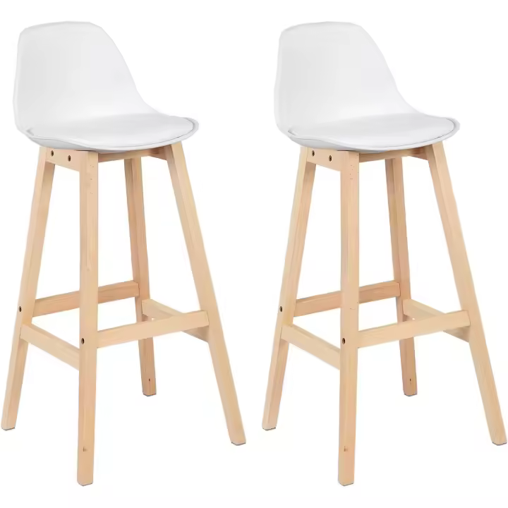 Marco de madera maciza, taburetes altos de bar, imitación de cuero, sillas de cocina, sillas de bar, paquete de - 1