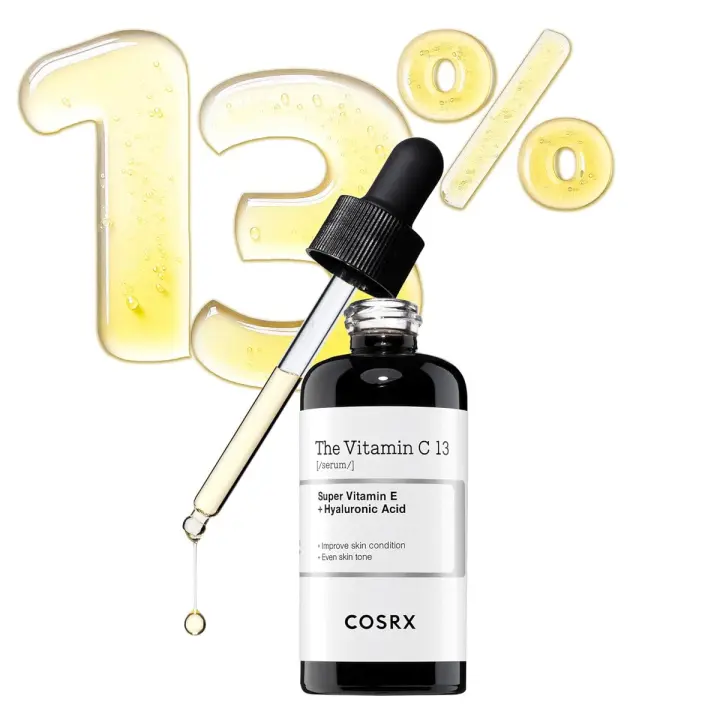 COSRX Pure C 13% con ácido hialurónico de vitamina E, suero facial hidratante para líneas finas, tono desigual y piel apagada, 0.67fl.oz/20ml, - 1