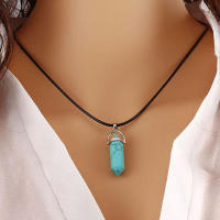 Collar de piedra Natural para mujer, collar elegante de cuero con piedra transparente, Cristal salvaje, sin cuello, 1 unidad - details 2
