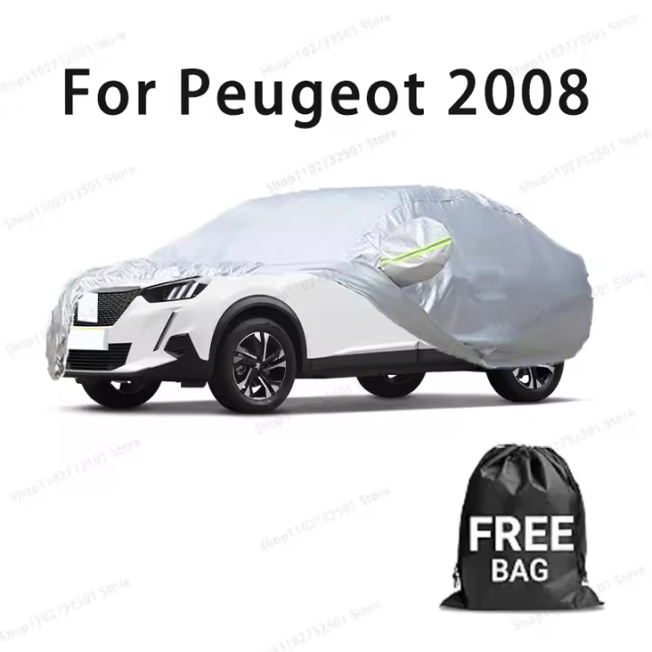 Funda de coche para Peugeot 2008, cubierta completa, impermeable, protección solar, resistente a los arañazos, accesorios para coches, color plateado - 1