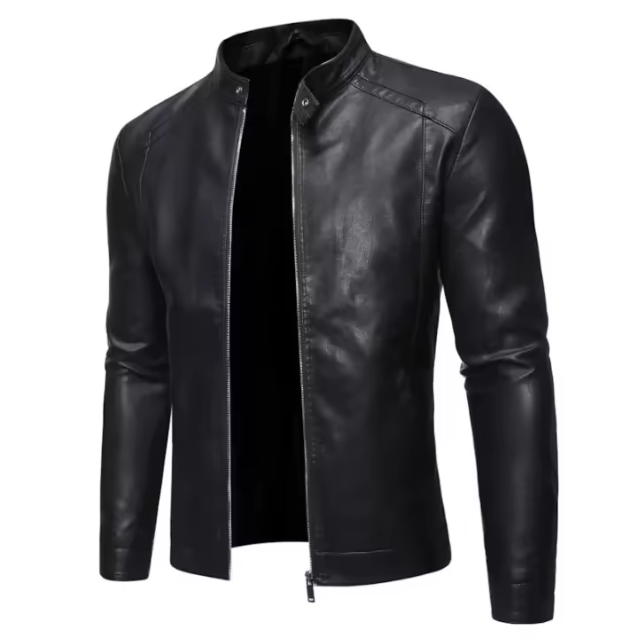 PU Jaet Hombres Estilo de motocicleta para otoño-invierno Camiseta exterior cálida en Bla - 1