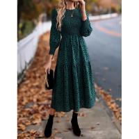 Primavera otoño nuevos vestidos de cuello redondo para mujer vestido de manga larga estampado A-line liquidación - details 7