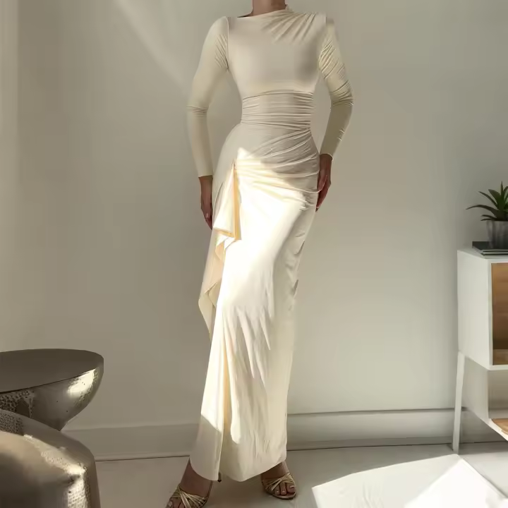 Vestido largo de manga corta estilo chica caliente ropa de mujer Otoño Invierno - 1