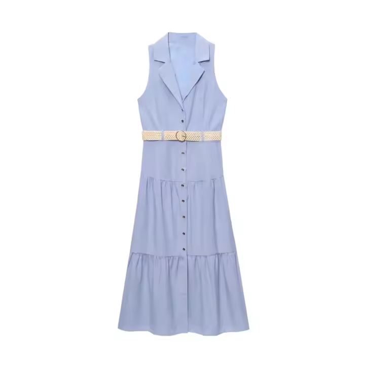 Vestido Vestido Sin Mangas con Abalorio Sencillo Estilo Suelto y Cómodo para Vacaciones y Verano Largo - 1
