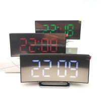 Reloj Digital LED con espejo de pantalla curvada, despertador Digital creativo con pantalla grande, carga USB - details 6
