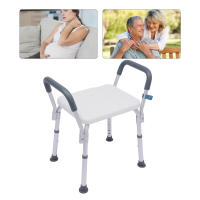 Silla de ducha con reposabrazos y respaldo, taburete de baño para personas mayores, silla de ducha, altura regulable - details 1