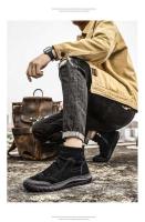 Zapatos de cuero de Pu, botas planas para correr con cremallera de moda británica, botines casuales para hombre - details 8