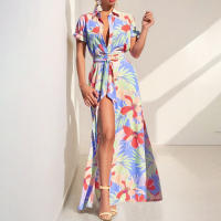 Primavera ropa de mujer europea y americana nuevo temperamento moda impresión solapa vestido con cordones mujeres - details 5