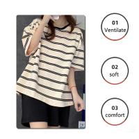 Conjunto De Pijamas Para Mujer Talla Grande Con Almohadilla Verano Estilo Coreano Moda Holgada Y Casual Verde Estampado Rayado Homewear - details 7
