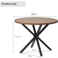 Mesa de Comedor Redonda con Tapa Moderna con Efecto Mármol, Mesa de Comedor de Cocina con Cuatro Patas de Metal, para Comedor, Sala de Estar,Blanco+GDL - details 9