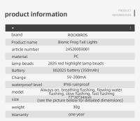 ROCKBROS-luz trasera para bicicleta IPX6, LED tipo C, carga, 5 modos, advertencia de seguridad - details 1