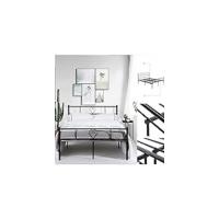 Marco de cama doble de metal, estructura de cama matrimonial para adultos y adolescentes, para colchón de 140x190 cm negro - details 12