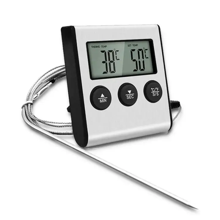 Termómetro Digital de cocina, temperatura de alimentos y carne para horno, barbacoa, parrilla, función de temporizador con sonda, medidor de calor para cocinar - 1