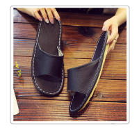 Casa antideslizante fondo suave salón de belleza piso de madera interior color sólido zapatillas de cuero para hombres y mujeres - details 22