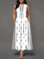 Women's Boho Long Dress Elegant Sleeveless Floral Print Casual Beach Party Summer Dress - details 27