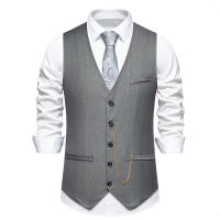 Chaleco de Traje Slim Fit para Hombres Nuevo Arrival Accesorios de Cadenas de Moda Casual Vintage Para Fiesta de Boda Material Exterior de Poliéster - details 1