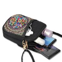 Mochila Viaje Mujer, Mini Bordada, Estilo Étnico, para Teléfono y Monedas - details 4