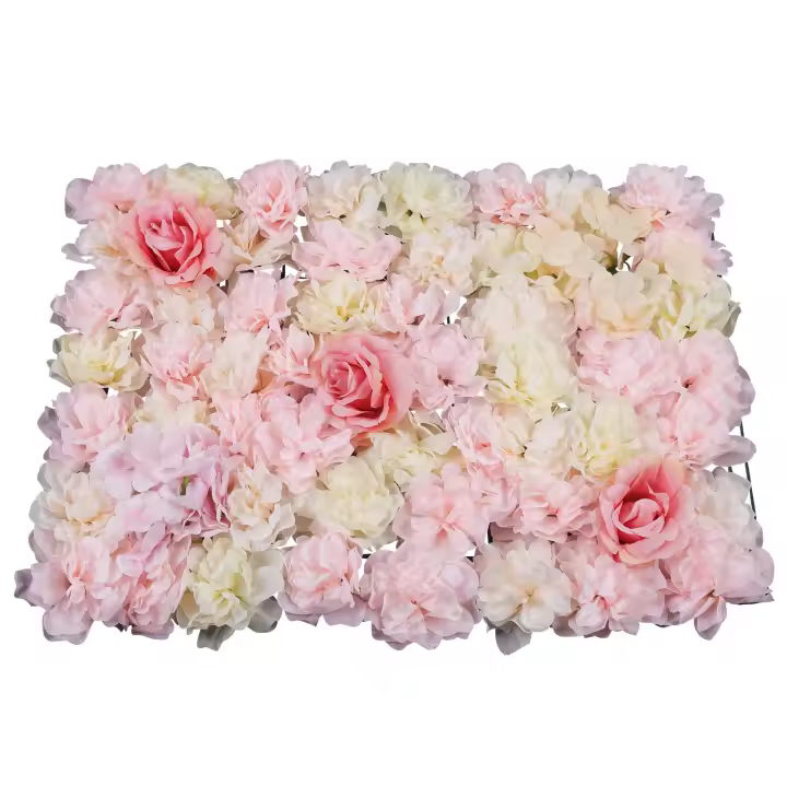 Panel de pared de flores artificiales, Fondo de fiesta de boda, ramo de rosas, 12 piezas, 60x40cm - 1