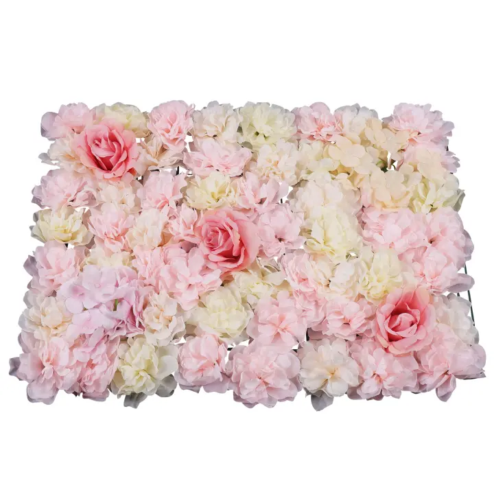 Panel de pared de flores artificiales, Fondo de fiesta de boda, ramo de rosas, 12 piezas, 60x40cm - 1