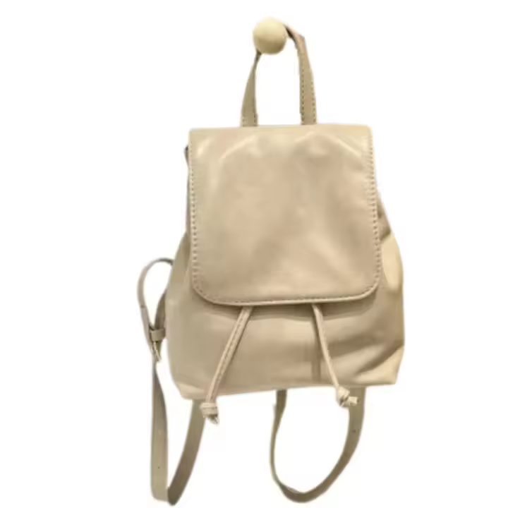 Mochila con solapa y cordón de cuero PU, estilo coreano, Color sólido, espalda para libros escolares, bolso de hombro de gran capacidad a la moda para mujer y chica - 1