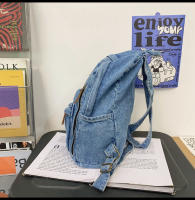Nueva moda simple tendencia mochila de gran capacidad bolsa de mezclilla duradera universidad escuela secundaria junior escuela secundaria bolsa de estudiante - details 6