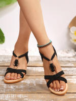 Sandalias de mujer 2025 Verano Nuevo Estilo Coreano Sandalias de Mujer con Punta Abierta y Perlas Bohemias - details 6