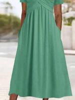 BUNO-Vestido de manga corta con cuello en V para mujer, moda de verano - details 9