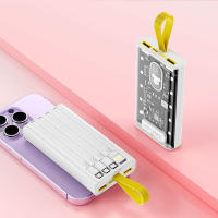 Nuevo Banco de energía portátil transparente con Cable integrado, luz LED, dibujos animados para móvil, gran capacidad, 10000mAh - details 2