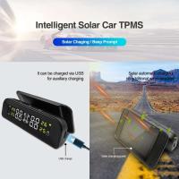 Sistema de Monitor de alarma de neumáticos de coche TPMS inteligente, pantalla de 4 sensores, advertencia de temperatura de presión de neumáticos inteligente Solar - details 4