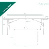 Mesa Plegable Sólida 180cm, portátil, Normativa Uso público Interior/Exterior (EN 581-1/3) Tablero Resina HDPE 3,5cm, Capacidad 6/8 Personas y Carga 150 kg. multiuso - details 2