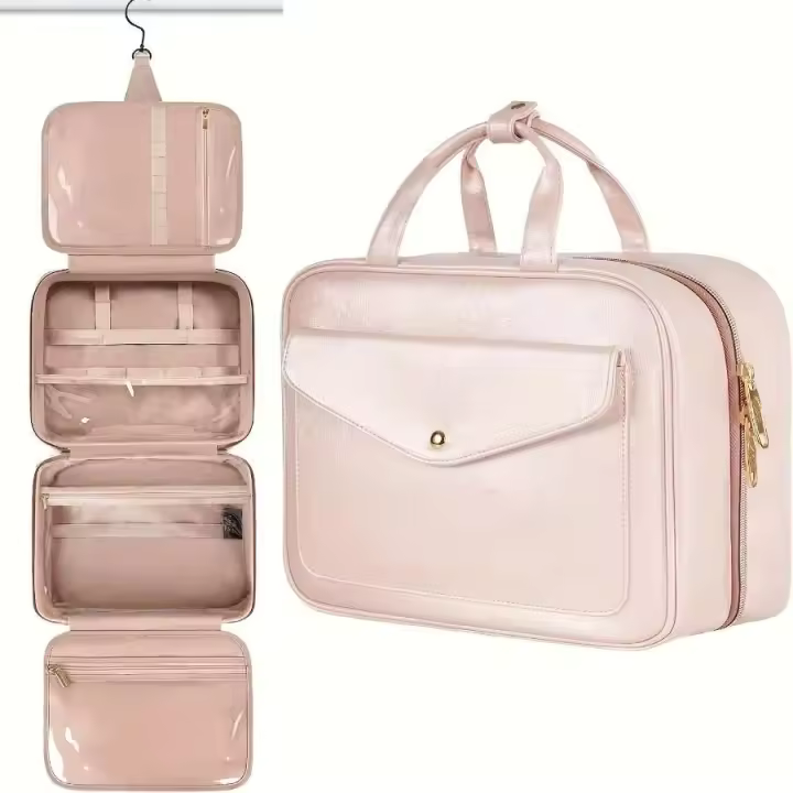 Bolsa de cosméticos de viaje ligera con cierre de cremallera, múltiples bolsillos para almacenamiento de maquillaje, regalo perfecto. - 1