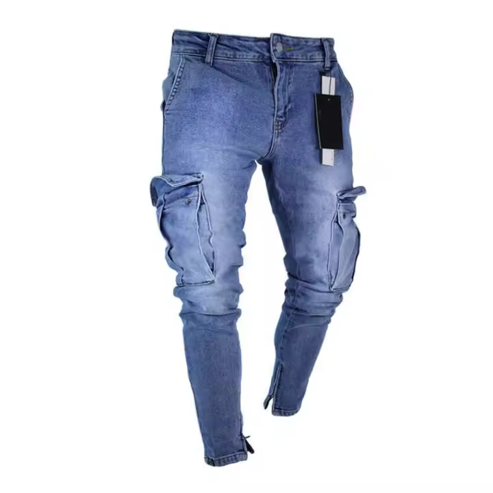 Vaqueros con bolsillos laterales para hombre hechos de puro algodón - 1