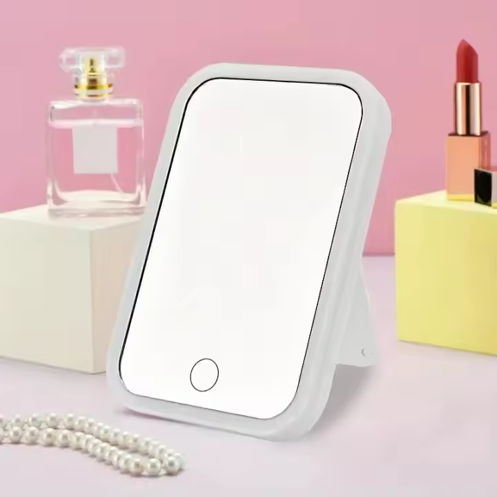 Espejo de maquillaje LED con atenuación de tres colores: tocador de escritorio portátil con espejo pequeño ligero, compacto y práctico - 1