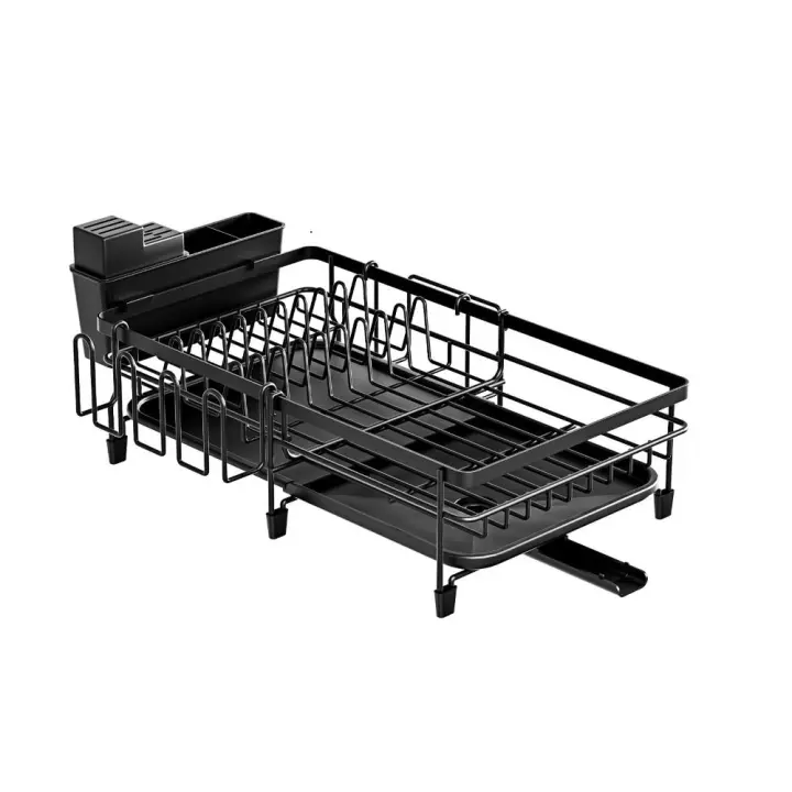 Estante de secado de platos multiusos, escurridor de cuencos de acero inoxidable a prueba de herrumbre, soporte extensible para secado de platos, tapa de olla - 1